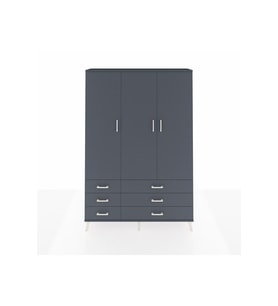 Arges Gardrop 5 Raflı 6 Çekmeceli Tek Askılı 132x30x195 Antrasit-Antrasit