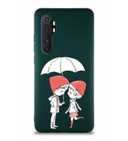 Xiaomi Mi Note 10 Lite Soft Premier Kapak Aşk Tasarımlı Silikon Kılıf - Yeşil (Şeffaf)