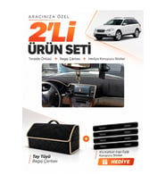 SUBARU OUTBACK (2003-2009) Uyumlu Torpido Örtüsü + Tay Tüyü Bagaj Çantası + Sticker Seti - Siyah Bej