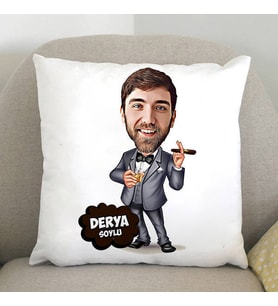 Kişiye Özel Patron Karikatürlü Yastık