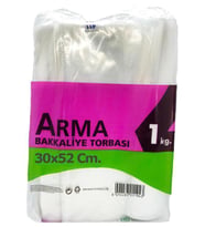 Naksan Arma Şeffaf Naylon 5 lik 30x52 Cm. Bakkaliye Poşeti Torbası - 1 Kg. - Ort. 85 Adet - 1 Paket (Beyaz)