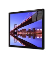 New York Gece Çerçeveli Cam Tablo