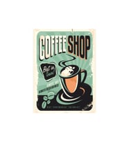Coffee Shop Retro Ahşap Poster Tablo  Vintage Kahve Dükkanı Dekoru