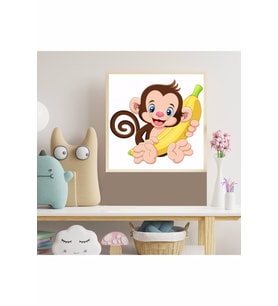 Maymun Çocuk Odası Ahşap Çerçeve Tablo