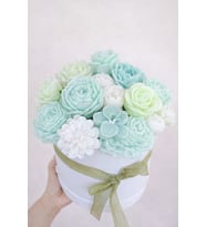 Buket Mum El Yapımı (Yeşil-Krem)