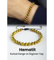 Hematit Doğal Taş Gold Faset Küre Kesim 6mm Makrome Bileklik