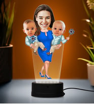 Doğum Günü Hediyesi,Sevgiliye Hediye, Kişiye Özel Fotoğraflı En Güzel Anne Karikatür 3D Led Lamba (Beyaz)