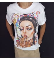 Spagetti Baskı - Basic T-shirt (Beyaz)