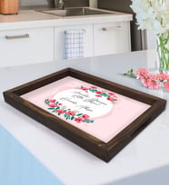 BK Gift Kişiye Özel Anneler Günün Kutlu Olsun Tasarımlı Doğal Ahşap Tepsi-1