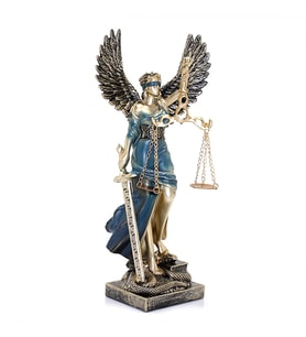 Dekoratif Kanatlı Themis Adalet Kadını Heykeli Biblo 30*12 cm