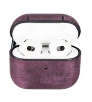 Apple AirPods 3.nesil Uyumlu Deri Kılıf Juni AA7 Mor