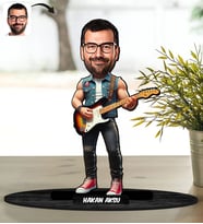 BK Gift Kişiye Özel Bay Gitarist Karikatür Ahşap Biblo - 4, Arkadaşa Hediye, Sevgiliye Hediye, Ev Hediyesi