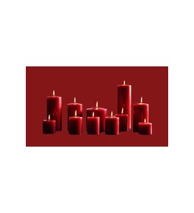 Soya Parafinli KIRMIZI Çap:7 Cm-Boy:10-15-20-25 Cm Silindir Blok Mum 460-470 Saat Yanma Süreli