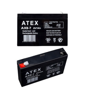 Atex 6 Volt - 7 Amper Akü (150 x 50 x 94 mm) (Siyah)