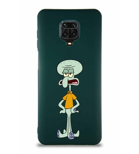Xiaomi Redmi Note 9S Soft Premier Kapak Squidward Dokunaç Tasarımlı Silikon Kılıf - Yeşil (Şeffaf)