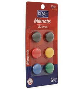 Kraf Yuvarlak Renkli Mıknatıs 20Mm 6Lı