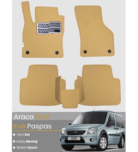FORD CONNECT (2002-2013) Uyumlu EVA Paspas Tam Set–Araca Özel,Su Geçirmez,Kolay Montaj