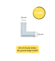 Dekoratif Polimer Boyanabilir 2,5 cm Duvar Çıtası Uyumlu Köşe Motifi (Beyaz)