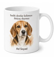 İsme Özel Beagle Desenli Kupa Bardak Köpek Severler İçin Hediye