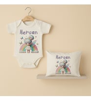 Pia Baby Premium %100 Pamuk İsme Özel Organik Baskılı Çıtçıtlı Bebek Body Ve Yastık Kılıfı 5083-19 (Ekru)