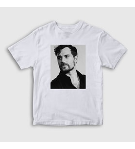Presmono Unisex Çocuk Beyaz Grayscale Henry Cavill T-Shirt 358929tt