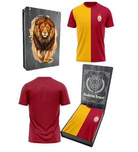 Galatasaray Orijinal Lisanslı 5 Yıldızlı Sarı Kırmızı Erkek T-Shirt Gs Aslan Baskılı Hed (Sarı-Kırmızı)