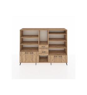 Hyperion Dolap 10 Raflı 2 Çekmeceli 4 Kapaklı 220x44x163 Çam-Çam