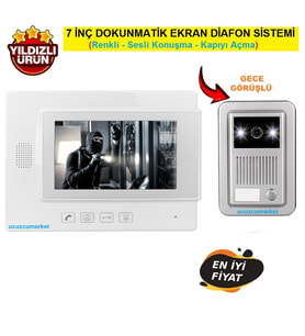 7 İNÇ DOKUNMATİK GRÖRÜNTÜLÜ DİAFON (RENKLİ-SESLİ KONUŞMA-KAPIYI AÇMA)