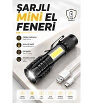 El Feneri Led USB Şarjlı Zoom Mini Led Işık Acil Durum Feneri