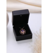 Işıklı Kolye Kutulu Gümüş Lotus Çiçeği Kolye  925 Ayar Gümüş Kolye (Mor)