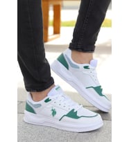 U.S. Polo Assn. Alucard Cilt Erkek Sneaker Spor Ayakkabı (Beyaz - Yeşil)