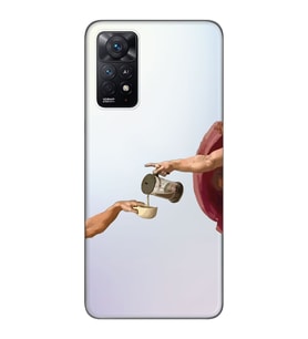 Xiaomi Redmi Note 11 PRO Uyumlu Eller Tablosu ve Kahve Tasarımlı Şeffaf Telefon Kılıfı