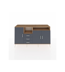 Kronos Konsol 5 Raflı 3 Çekmeceli 3 Kapaklı 176x59x99 Çam-Antrasit