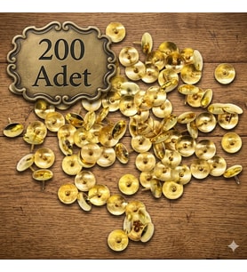 200 Adet Raptiye Metal Raptiye Sarı Raptiye Çivisi Gold Renk Rabtiye Sarı (gold) Renk Dekoratif Çivi