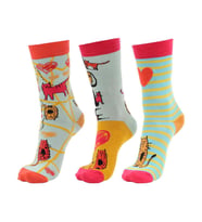 Biggdesign Cats Kadın Soket Çorap Seti (Kırmızı)