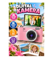 48 MP Dijital Kamera – 18x Zoom, 1080P Video ve Flip Ekran
