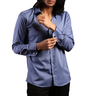 İndigo Dar Kesim Micro Kumaş Kol Düğmeli Slim Fit Erkek Gömlek - 201-5
