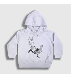 Presmono Unisex Çocuk Beyaz Icarus Melek Falling Angel Kapüşonlu Sweatshirt 509568tt (Beyaz)
