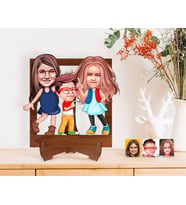 BK Gift Kişiye Özel 3 Kardeş Karikatürlü Ahşap Standlı 3D Biblo-1 (Beyaz)