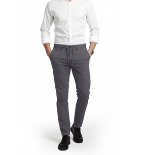 DeepSEA Erkek Füme Likralı Gofre Kumaş Beli Lastikli İpli Slim Fit Günlük Pantolon 2600650
