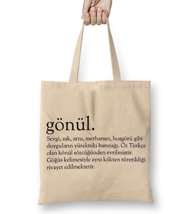 Gönül Kelime Bez Çanta Uzun Saplı