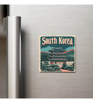 Güney Kore South Korea - Posta Pulu Temalı Ülke - Baskılı Buzdolap Magneti Kare - 9x9 cm