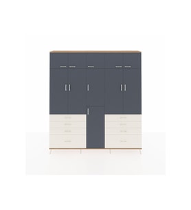 Arges Dolap 8 Raflı 8 Çekmeceli 3 Askılı 220x30x243 Çam-Antrasit/Aytaşı