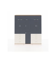 Arges Dolap 8 Raflı 8 Çekmeceli 3 Askılı 220x30x243 Çam-Antrasit/Aytaşı