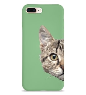 Apple iPhone 8 Plus Uyumlu Lansman Kılıf Catface Tasarımlı Altı Kapalı İçi Kadife Kaplı  Kapak (Şeffaf)