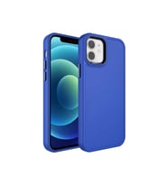 Apple iPhone 12 Uyumlu Kılıf Metal Çerçeve ve Buton Tasarımlı Sert Zore Botox Kapak (SAKS MAVI)