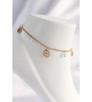 pilelistore 316L Çelik Gold Renk Zirkon Taşlı Yıldızlı Halhal - TJ-HH1620