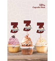 Safari Hayvanları Pastel 3 Yaşında CUPCAKE Süsü *10'lu Kalın Kağıt