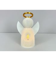 3D Baskı File Dokulu Melek Tealight Mumluk 14,5 cm Altın Haleli Dekoratif Fener Şamdan Masa Süsü