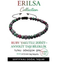 Sertifikalı Fasetli Terahertz – Ruby Zoisite (Anyolit) Taşı Bileklik (İnce Model) – Tutku, Denge ve Ruhsal Güç Taşı (Çok Renkli)